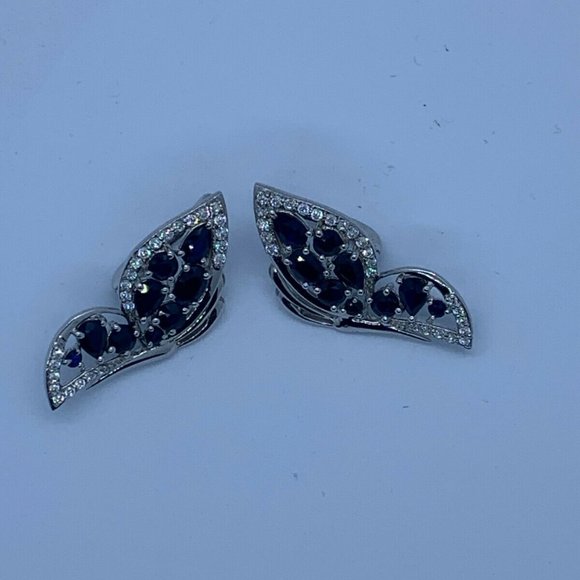 STIRLING SILVER SAPPHIRE BUTTERFLY EARINGS - Picture 6 of 10